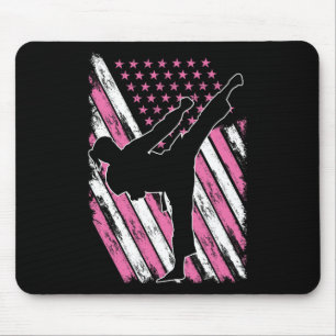 Karate Girl Usa Flag American Martial Arts Mouse Pad