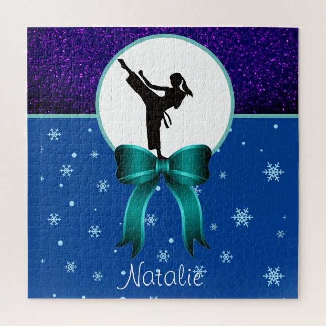 Karate Girls Glitter and Bow Snowflake     Jigsaw Puzzle (Vertical)