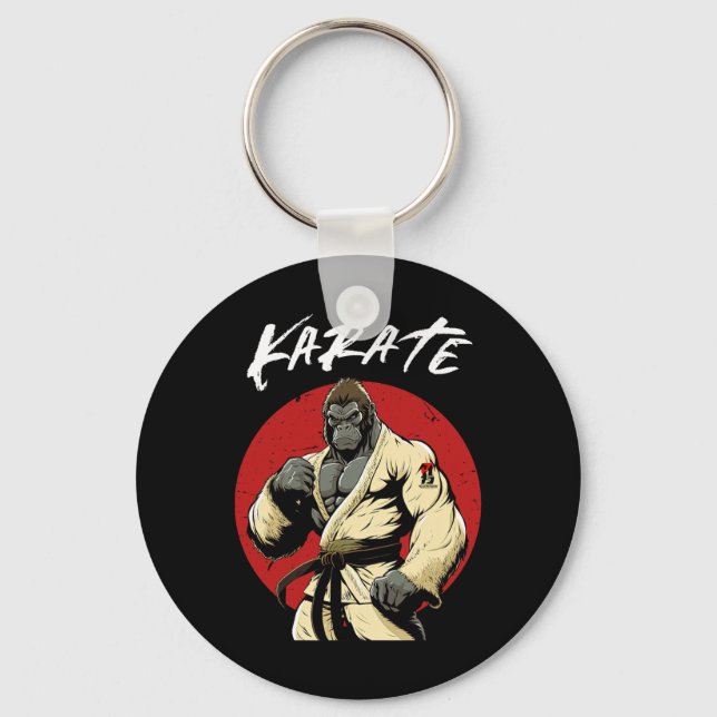 Karate Gorilla Karateka  Key Ring (Front)