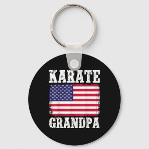 Karate Grandpa Patriotic Usa Flag Martial Arts 4th Key Ring