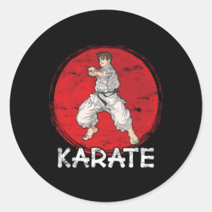 Karate Grunge Design A Man In Anime Style Does Pun Classic Round Sticker