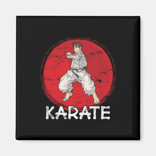 Karate Grunge Design A Man In Anime Style Does Pun Magnet (Front)