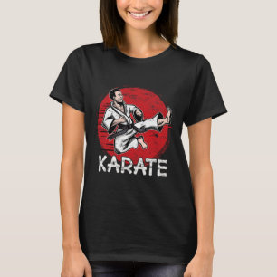 Karate Grunge Design Man Doing Jump Kick For Karat T-Shirt