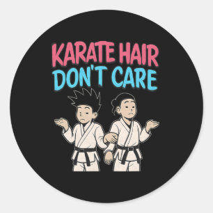 Karate Hair Don't Care Martial Arts Graffiti Classic Round Sticker