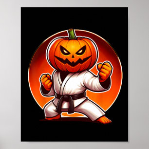 Karate Halloween Pumpkin Case Poster