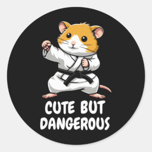 Karate Hamster Cute But Dangerous Funny Martial Ar Classic Round Sticker