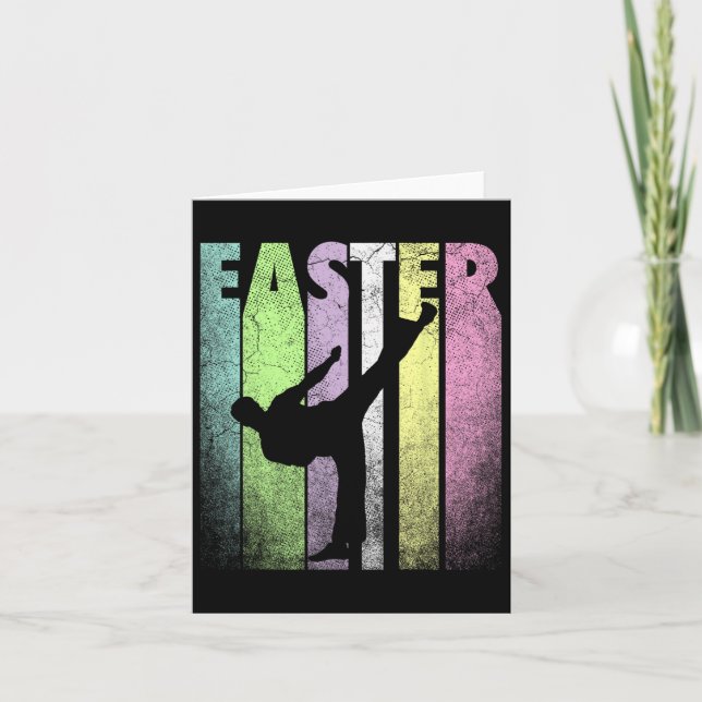 Karate Happy Easter Funny Spring Fun Holiday  Card (Front)