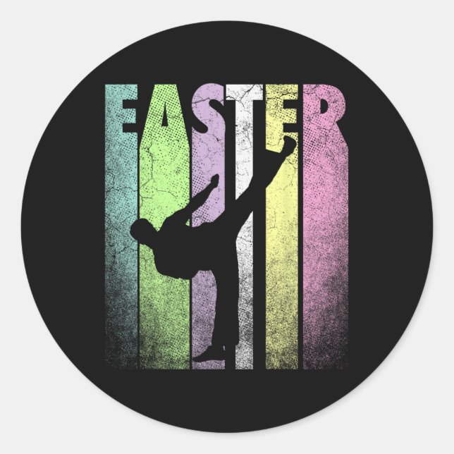 Karate Happy Easter Funny Spring Fun Holiday  Classic Round Sticker (Front)