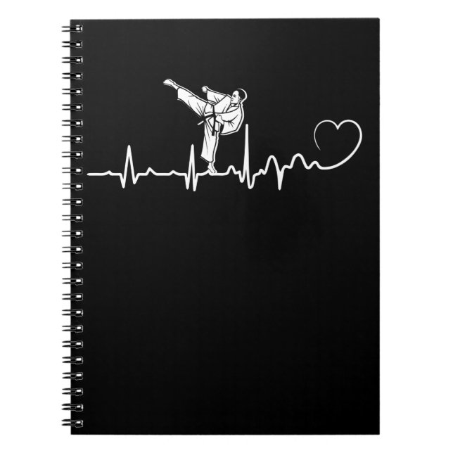 Karate Heartbeat Gift For Karateka Notebook (Front)