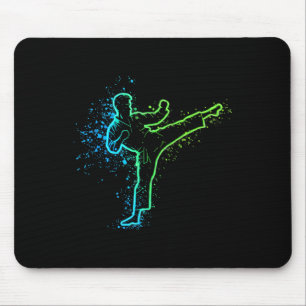 Karate High Kick Splash Style Martial Arts Design Mouse Pad