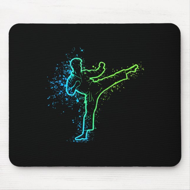 Karate High Kick Splash Style Martial Arts Design  Mouse Pad (Front)