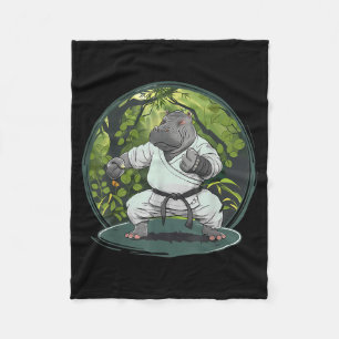 Karate Hippo Animal MMA Taekwondo Martial Arts Fleece Blanket