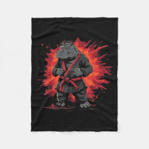 Karate Hippo Animal MMA Taekwondo Martial Arts Fleece Blanket