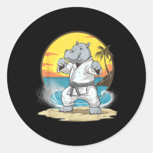Karate Hippo Motif Taekwondo Jiu-Jitsu MMA Classic Round Sticker