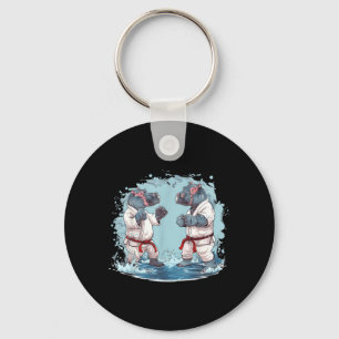 Karate Hippo Motif Taekwondo Jiu-Jitsu MMA Key Ring