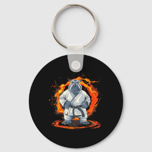 Karate Hippo Motif Taekwondo Jiu-Jitsu MMA Key Ring