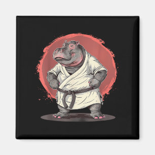 Karate Hippo Motif Taekwondo Jiu-Jitsu MMA Magnet