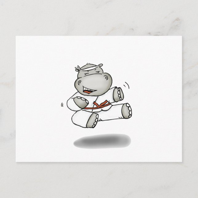 Karate Hippo Postcard (Front)