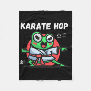 Karate Hop Funny Frog Martial Arts Fleece Blanket