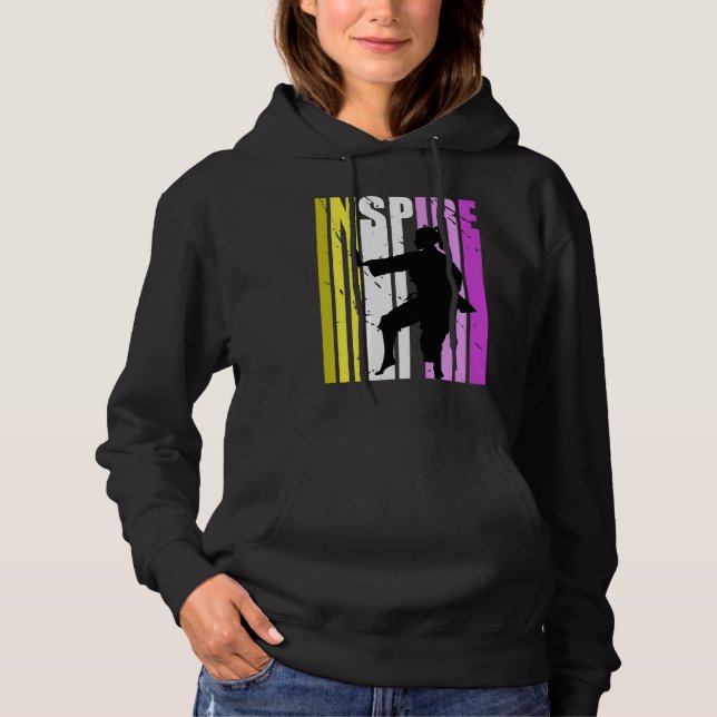Karate Inspire Cute Colors Inspirational Motivatio Hoodie (Front)