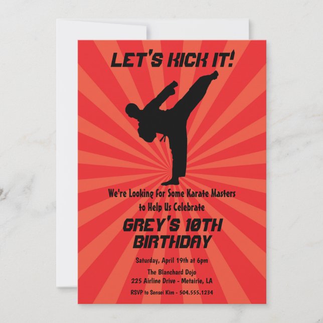 Karate Invitations, Dojo Invitations (Front)