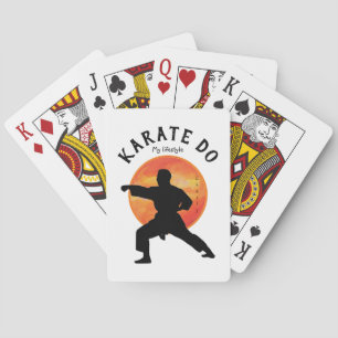 Karate Japan Black Rising Sun Modern Trendy Name Playing Cards