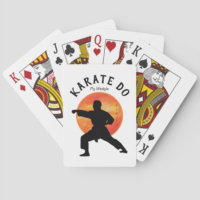 Karate Japan Black Rising Sun Modern Trendy Name   Playing Cards (Back)