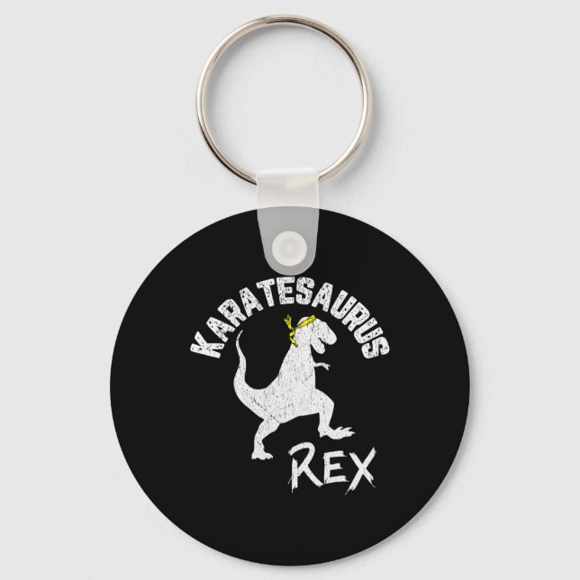 Karate Karatesaurus Rex Dinosaur Funny Martial Art Key Ring (Front)