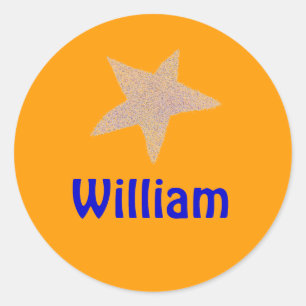 Karate Kat gold star ID--to personalise Classic Round Sticker