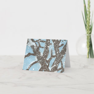 Karate Kat snowy trees blank greeting Holiday Card