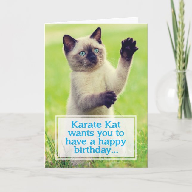 Karate Kat Will Kick your Butt Birthday Card (Front)