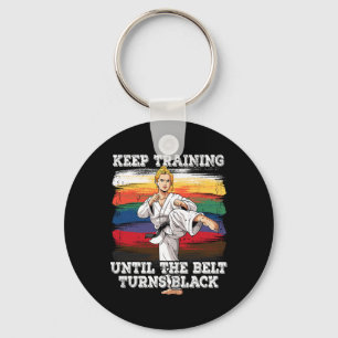 Karate Keep Training Until The Belt Turns Black 2 Key Ring