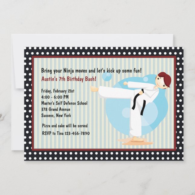 Karate Kick Birthday Party Invitation (Front)