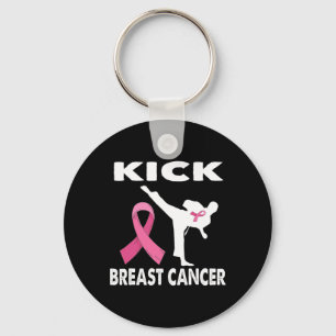 Karate Kick Breast Cancer Awareness Pink 1  Key Ring