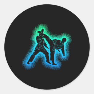 Karate Kickboxing Taekwondo Boys Children Classic Round Sticker