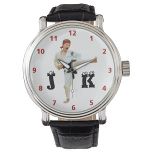 Karate Kicking Black Belt Customise Monogram Watch