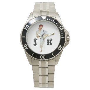 Karate Kicking Black Belt Customise Monogram Watch