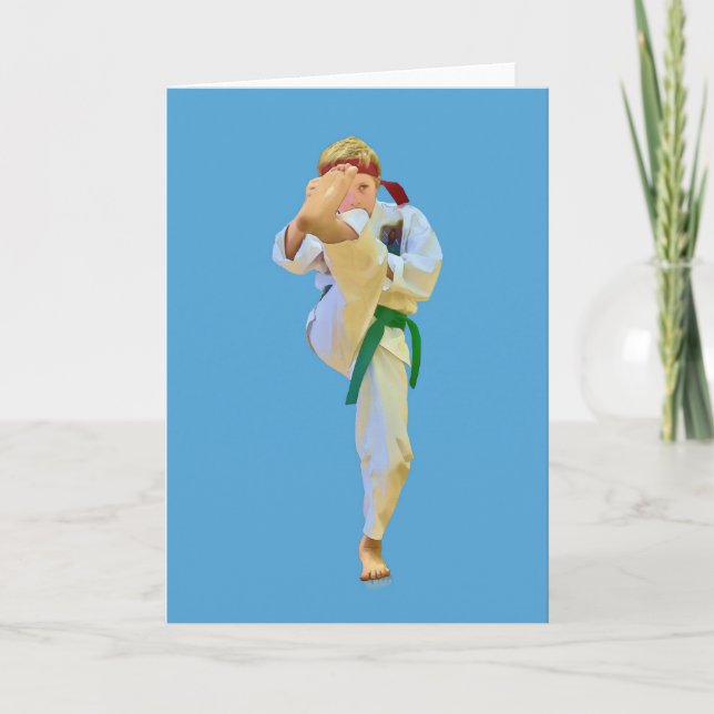 Karate Kicking Note or Greeting Card (Front)
