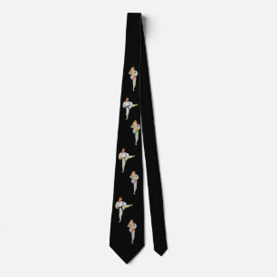Karate Kicking with Coloured Belts Tie