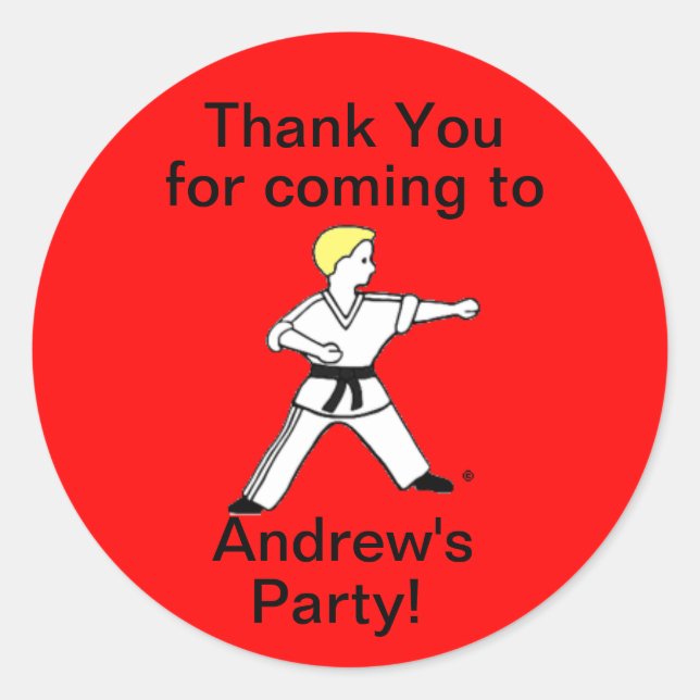 Karate Kid 11 Thank You Party Sticker (Front)