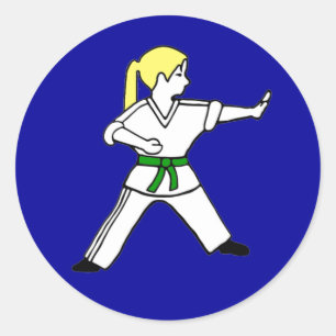 Karate Kid Girl #6 blonde hair green belt Classic Round Sticker