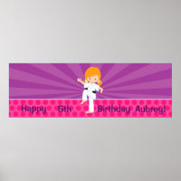 Karate Kid Girl Purple Rays Poster Red