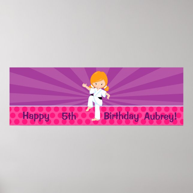 Karate Kid Girl Purple Rays Poster Red (Front)