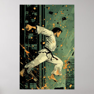 Karate Kid Main Character Comic Style Poster