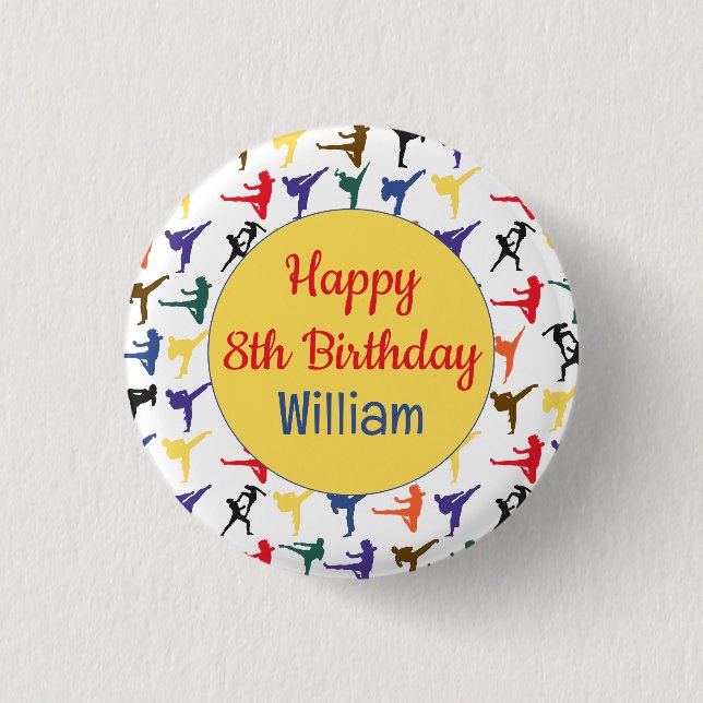 Karate Kid Martial Arts Modern Cool Happy Birthday 3 Cm Round Badge (Front)