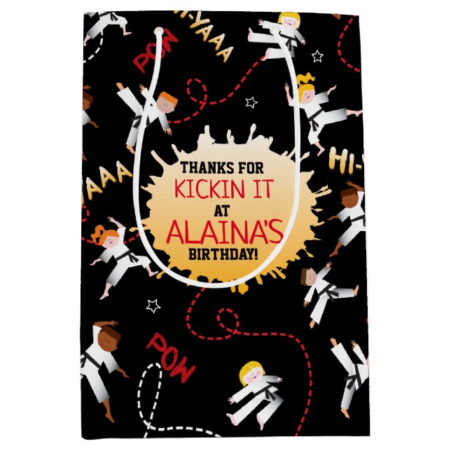 Karate Kids Taekwondo Children Birthday Party Gift Medium Gift Bag (Front)