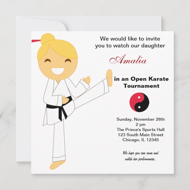 Karate Kids Tournament Invitation (Front)