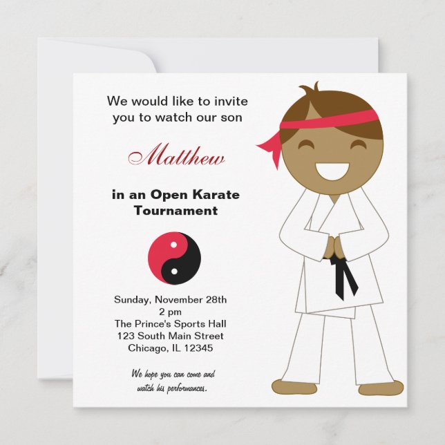 Karate Kids Tournaments Invitation (Front)
