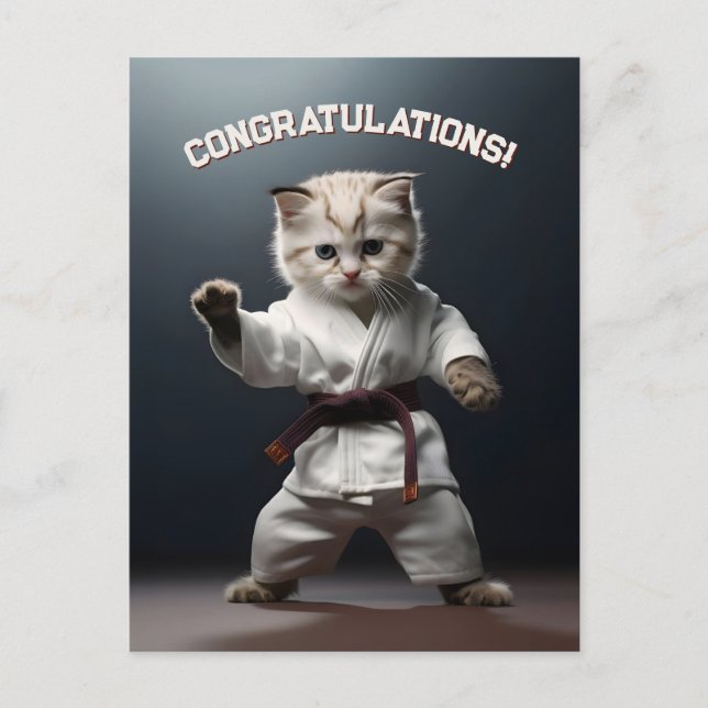 Karate Kitten Postcard (Front)