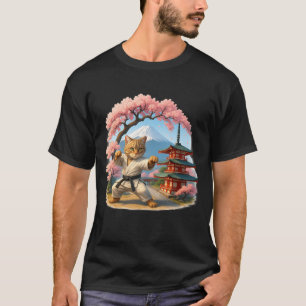 Karate Kitty Martial Arts Cat In Japan Sakura Moun T-Shirt